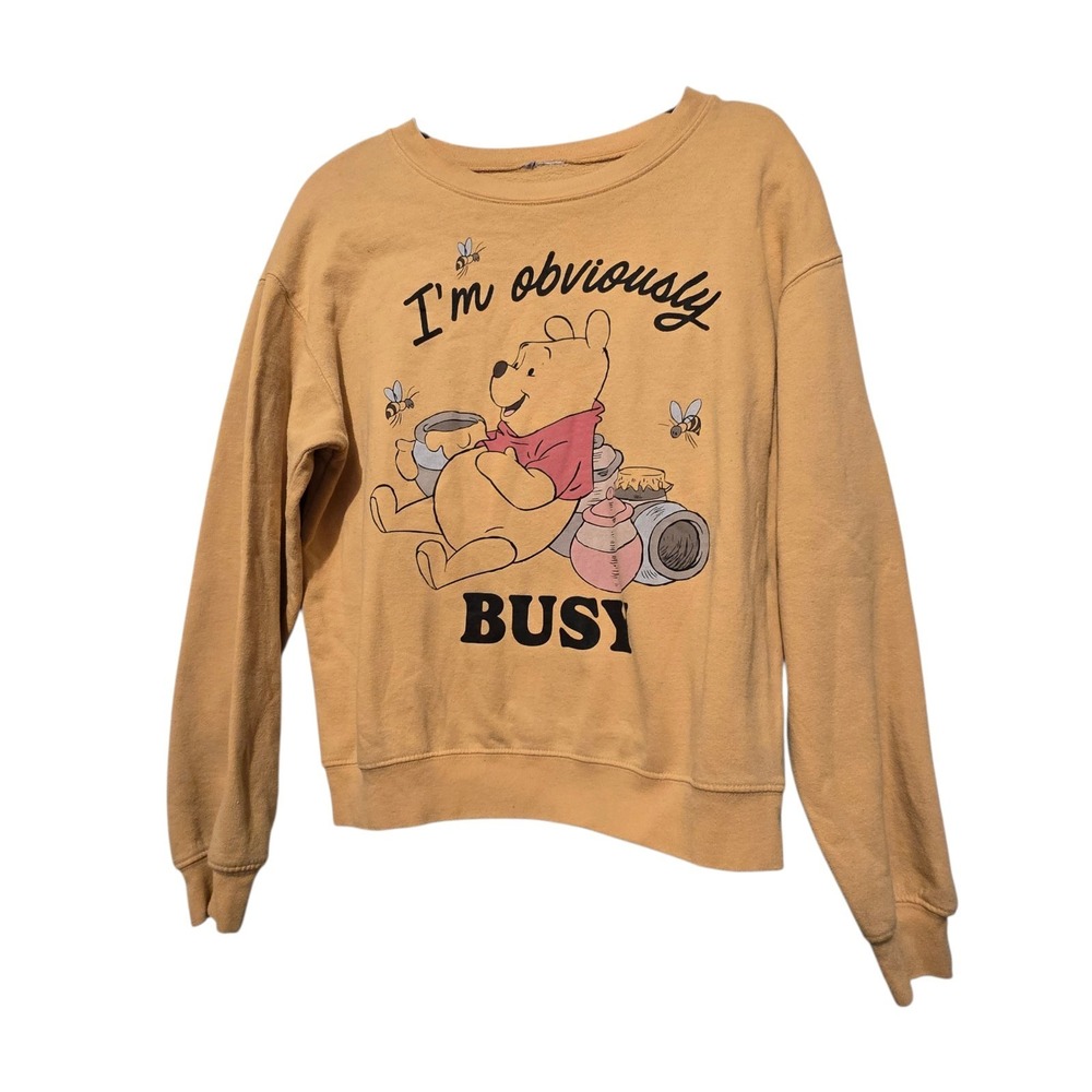 Disney Winnie The Pooh Sweatshirt Womens LG Long Sleeve Graphic Crew Neck Grunge